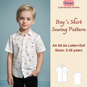 Boy's Shirt Sewing Pattern, Kids Sewing Pattern, Boy's Shirt Pattern, Shirt Pattern For Kids, Simple Shirt pattern for kids, 2-16 years