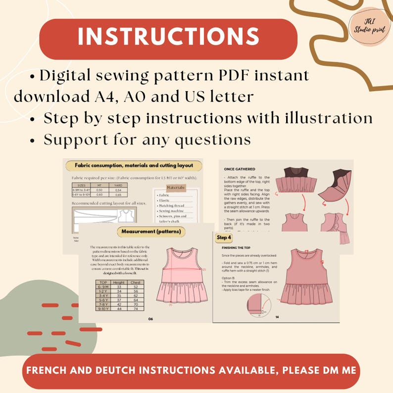 Kids Top and Pants Sewing Pattern PDF, Beginner Friendly Toddler Clothing Pattern Easy DIY Kids Outfit Pattern Top and Pants Pattern for Kid