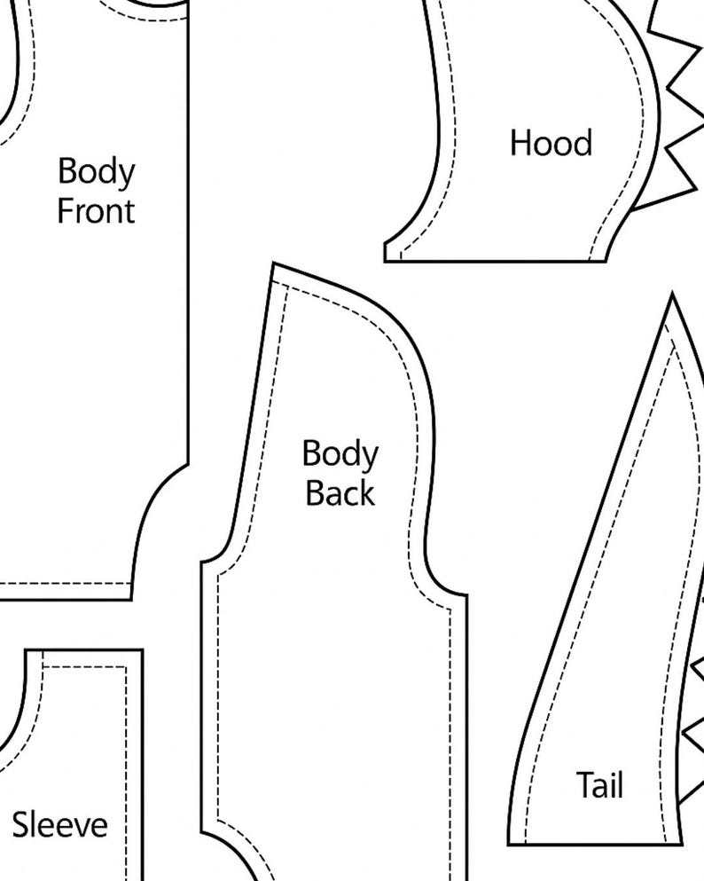 Dinosaur Costume Sewing Pattern template PDF: Kids DIY Outfit (3-12 Years)