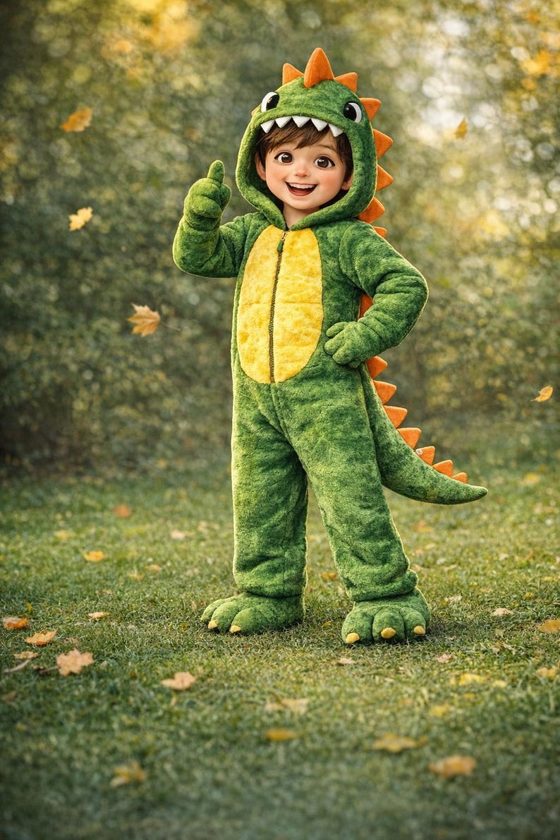 Dinosaur Costume Sewing Pattern template PDF: Kids DIY Outfit (3-12 Years)