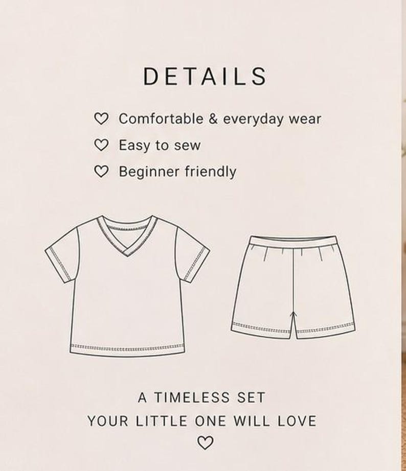 Kids Top & Shorts Sewing Pattern PDF | Toddler Outfit Pattern | Easy Beginner Sewing Pattern | Summer Tow Piece Set | Sizes 1-10 Years