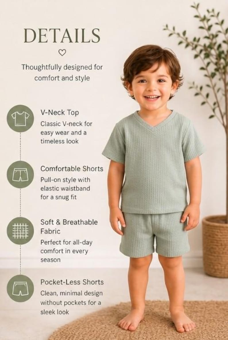 Kids Top & Shorts Sewing Pattern PDF | Toddler Outfit Pattern | Easy Beginner Sewing Pattern | Summer Tow Piece Set | Sizes 1-10 Years
