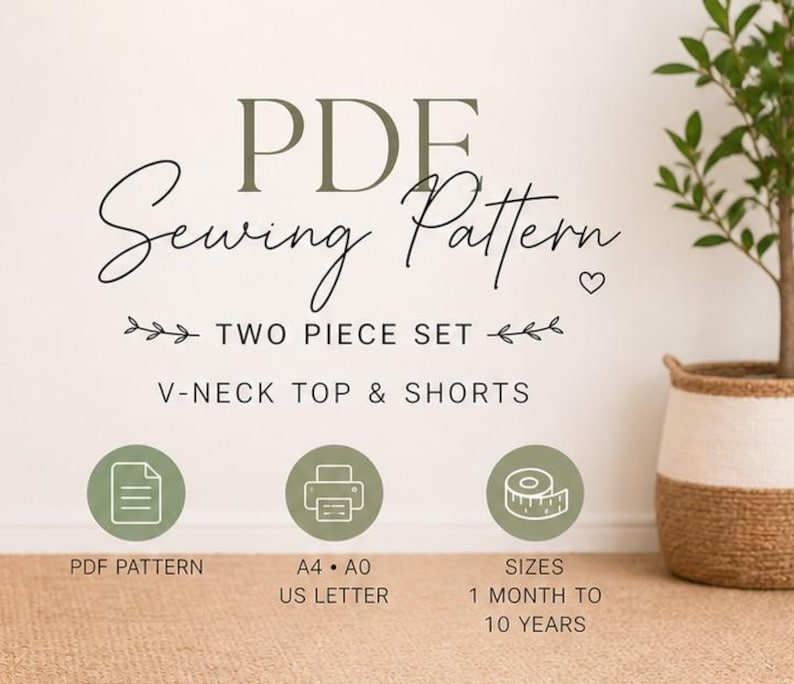 Kids Top & Shorts Sewing Pattern PDF | Toddler Outfit Pattern | Easy Beginner Sewing Pattern | Summer Tow Piece Set | Sizes 1-10 Years