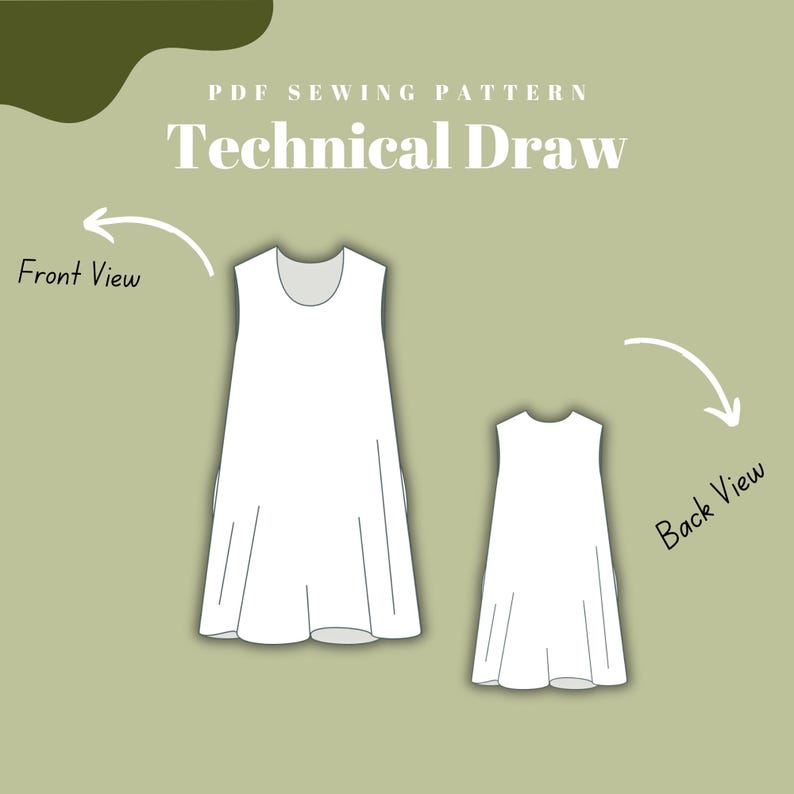Kids Tent Dress Sewing Pattern, Girls Linen Dress Toddlers, Summer, 2Y-16Y