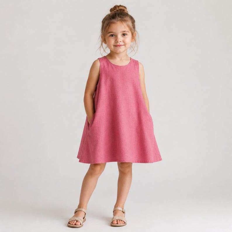 Kids Tent Dress Sewing Pattern, Girls Linen Dress Toddlers, Summer, 2Y-16Y