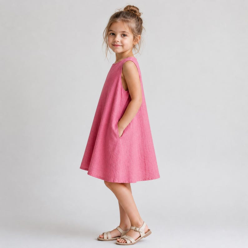 Kids Tent Dress Sewing Pattern, Girls Linen Dress Toddlers, Summer, 2Y-16Y